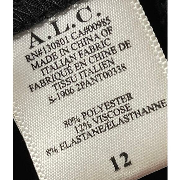 ALC Cropped Dress Pants Women Size 12 Black Wide Leg Minimalist High Rise - Picture 4 of 6